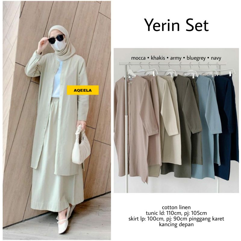 Yerin Setelan Polos Rok Tunik Full Kancing
