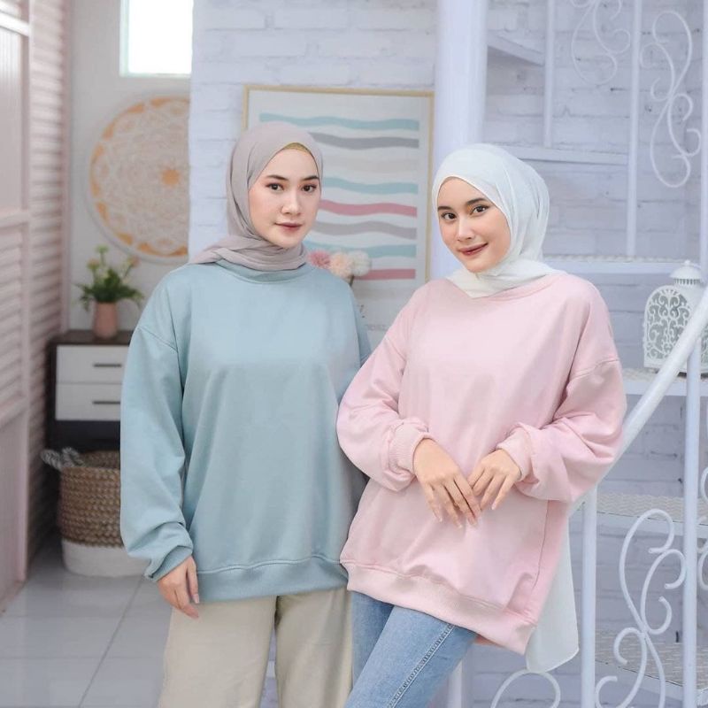 Premium XXL Basic Oversize Sweater Polos Ukuran Jumbo Sweater Pria dan Wanita