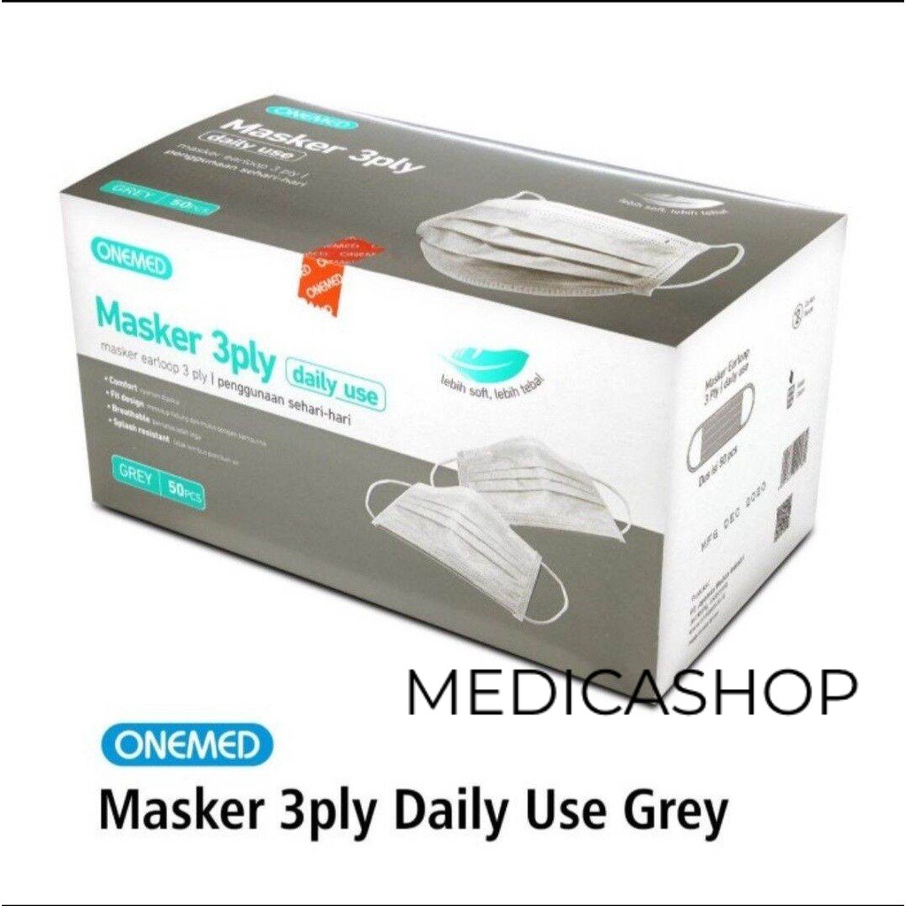 Masker onemed abu earloop 3 ply isi 50