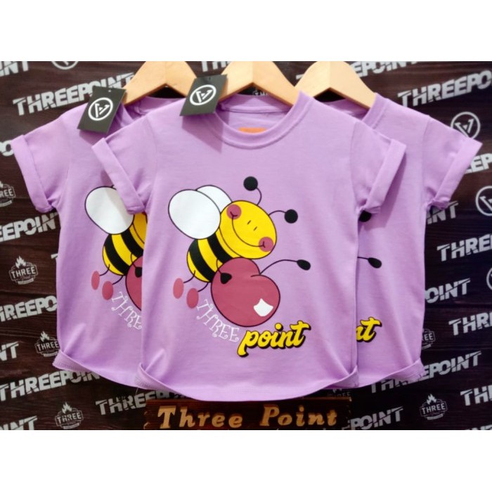 KAOS ANAK LUCU UNGU LEBAH - S UNGU MUDA