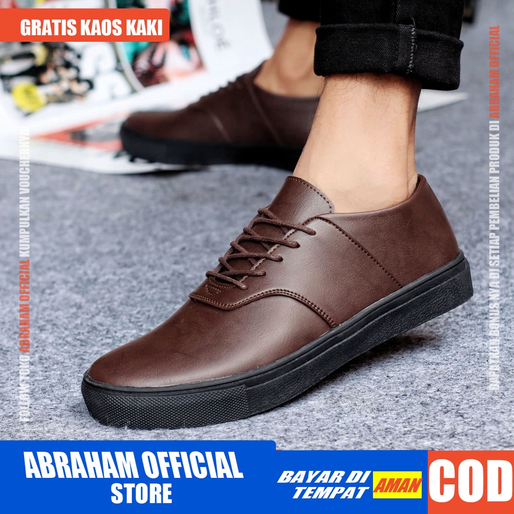 AUTENTIC - Sepatu Pria Casual Sneakers Kulit Syntetic Kerja Kantor Kondangan Cowok / Cowo Sepatu Kasual Semi Formal Kerja Kantor Kuliah Gaya Santai Keren Kekinian Original Murah Terlaris