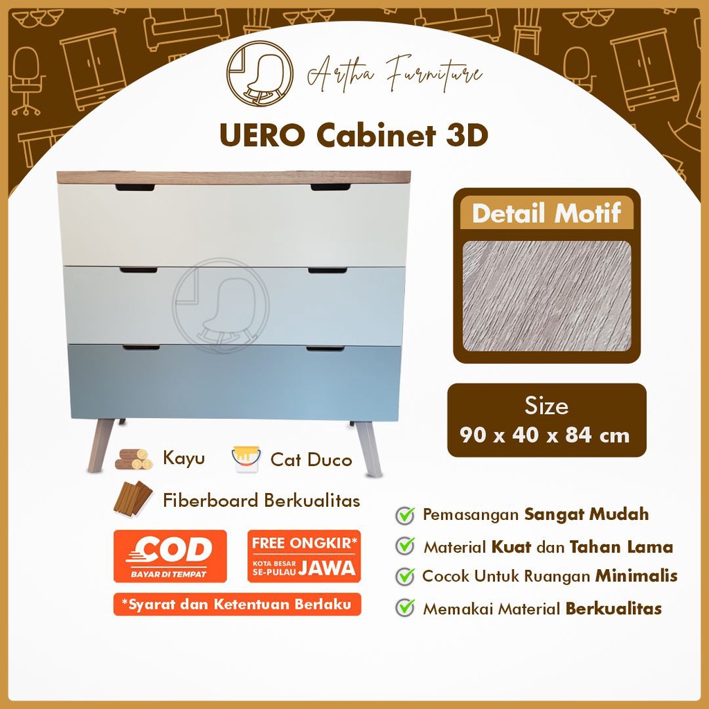 UERO Cabinet 3D Drawer Kabinet Dapur Pakaian Organizer Lemari Storage Mebel Aquarium Dry Filing Besi Kayu Susun Plastik Box Simulator Minimalis Rak Laci Mini