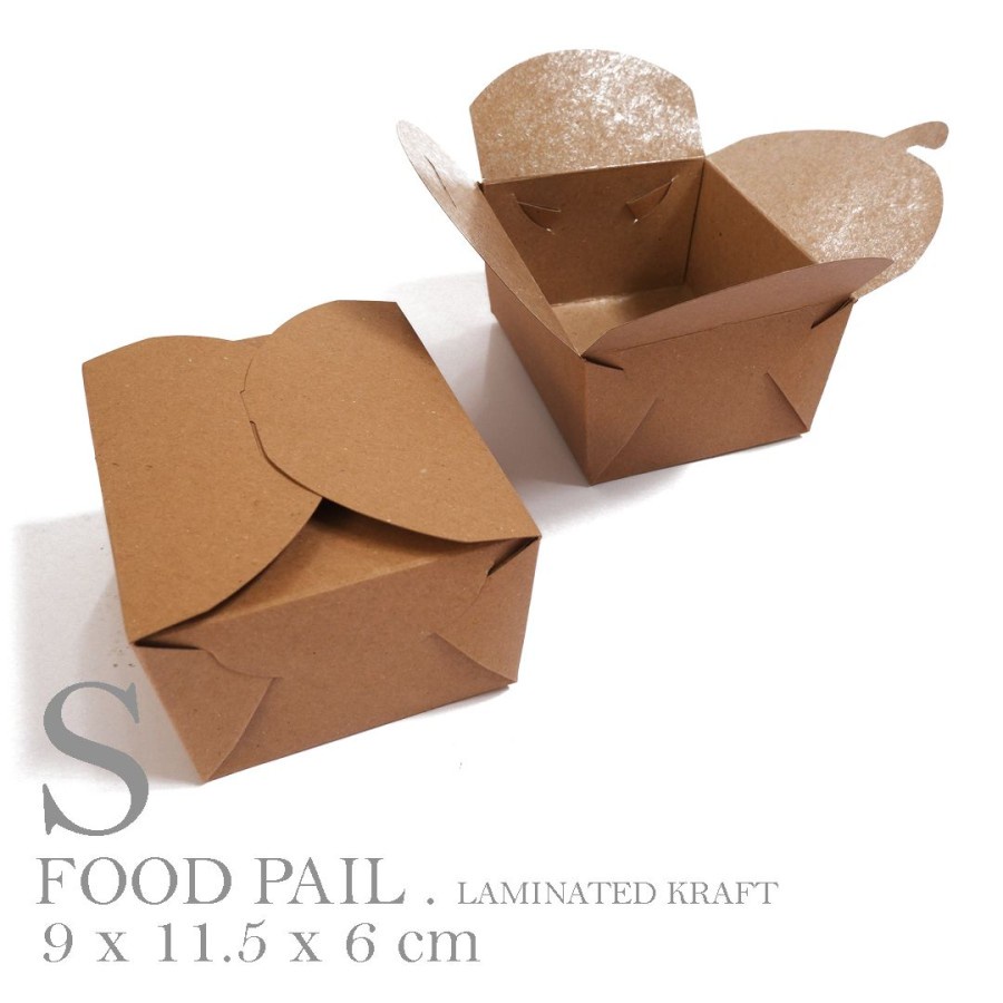 Food Pail Paper Box Coklat Polos Size S Laminasi Kardus Kemasan Wadah Makanan Snack 9x11,5x6 Isi 10