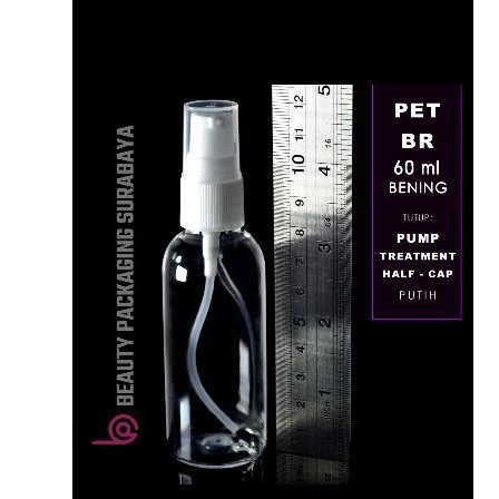 Botol Plastik PET 60ml BR Bening Tutup Pump Treatment Half Cap