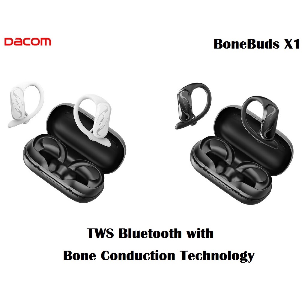 DACOM BoneBuds X1 - TWS Bluetooth 5.3 Bone Conduction Earphone - Earphone Bluetooth dengan Desain Bone Conduction Terbaru dari DACOM