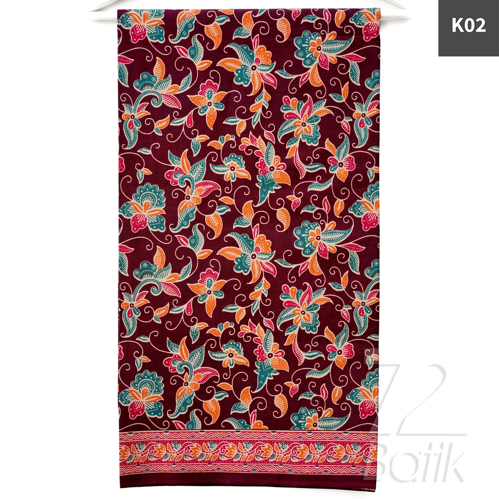 KAIN BATIK PREMIUM Bahan Katun Motif Kembang Warna Coklat Orange Hijau Merah 729397 Cap 72 Jarik Jarit Samping Kebat Panjang Batik Katun Modern Premium Bahan Seragam Batik Pernikahan Kantor Keluarga Murah Kamen Jadi Batik Bali Lembaran