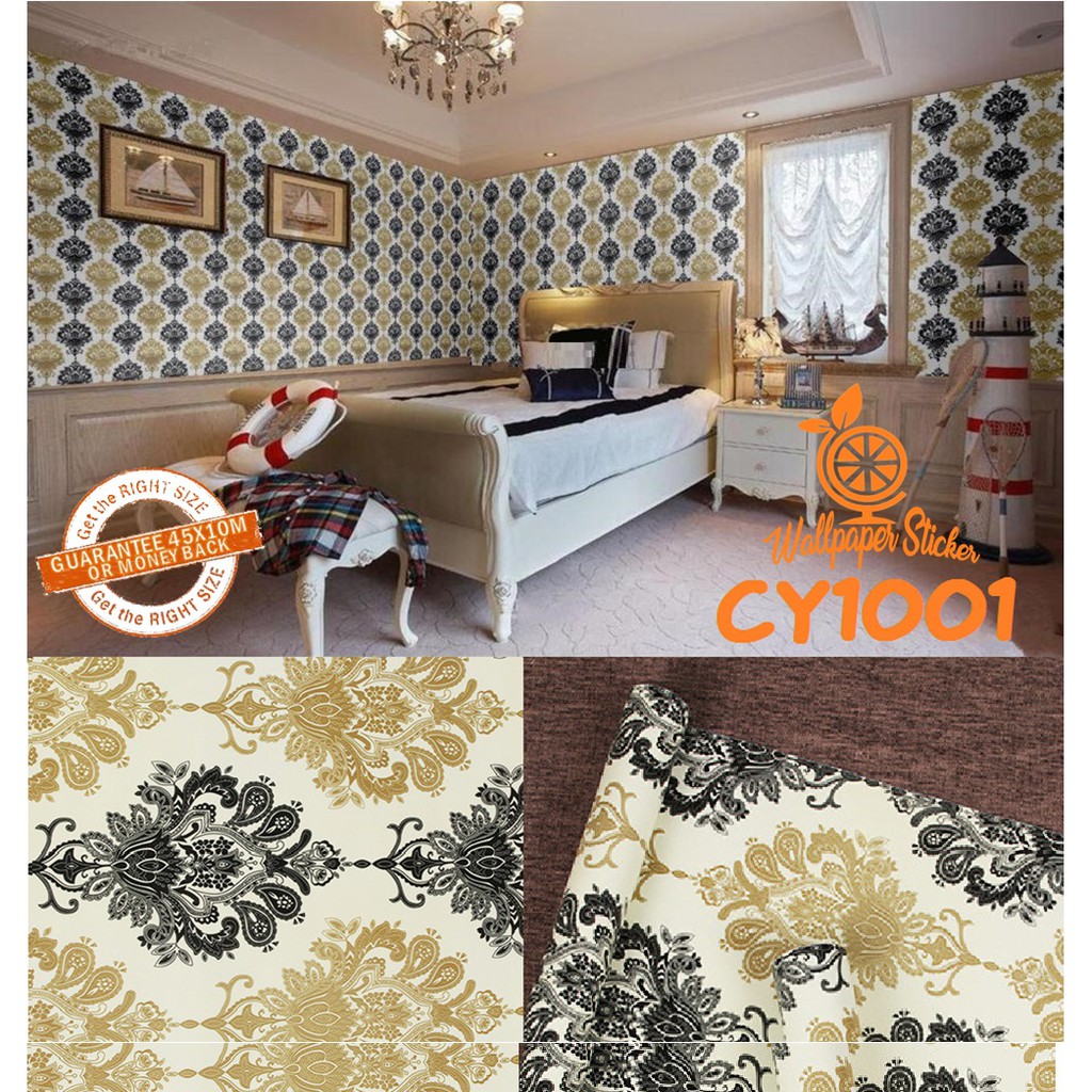 Wallpaper dinding 3d motif elegant / Wallpaper dinding kamar tidur anak wallpaper stiker dinding rumah Cy1002 45cm x 9m Motif Batik