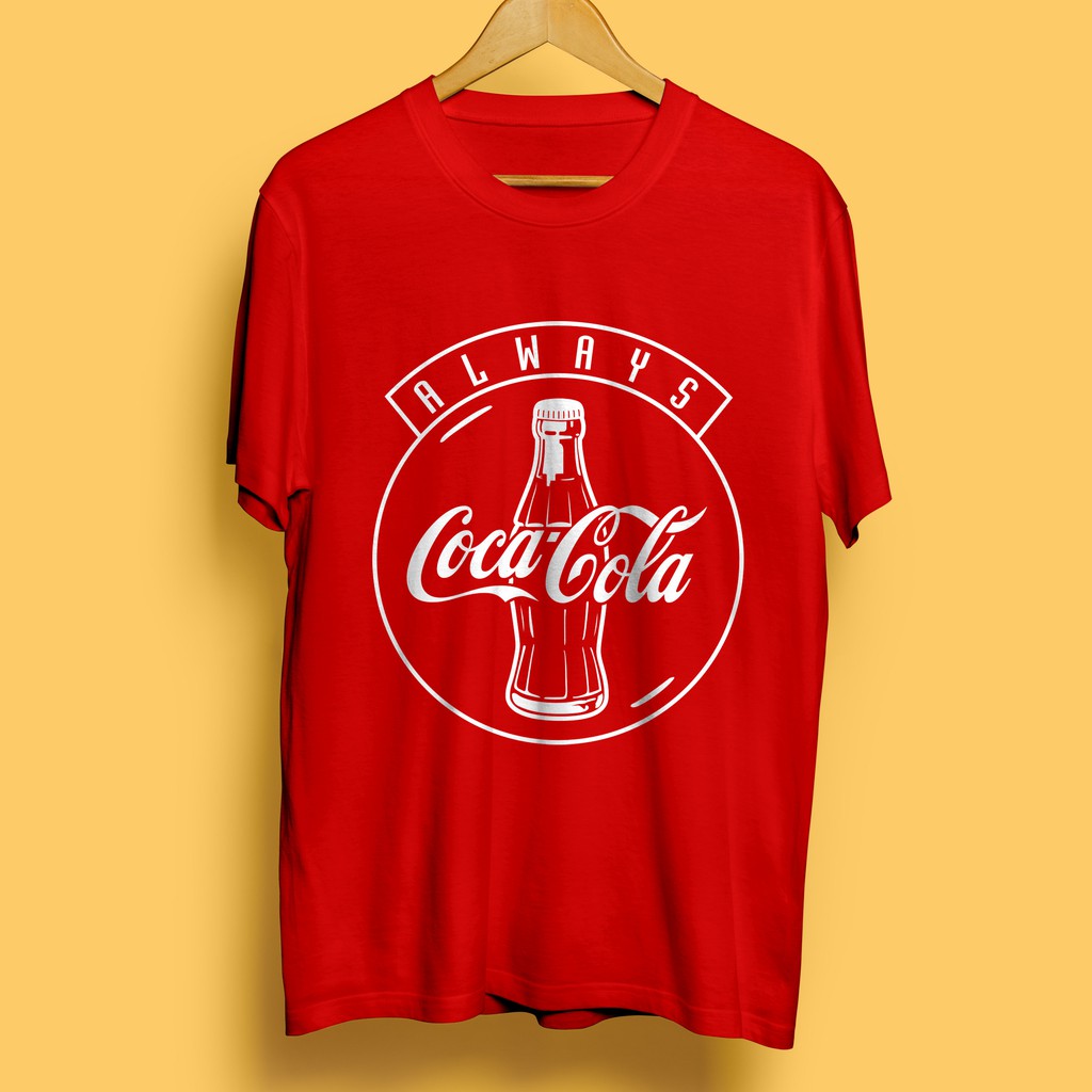 Kaos T-shirt Coca-Cola Always Coke Botol Baju Katun Pakaian Premium