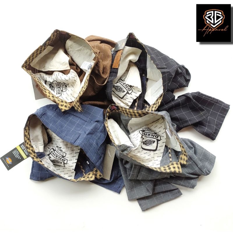 Celana Tartan Pria Panjang Dickies Premium Celana Tartan Motif Kotak Garis