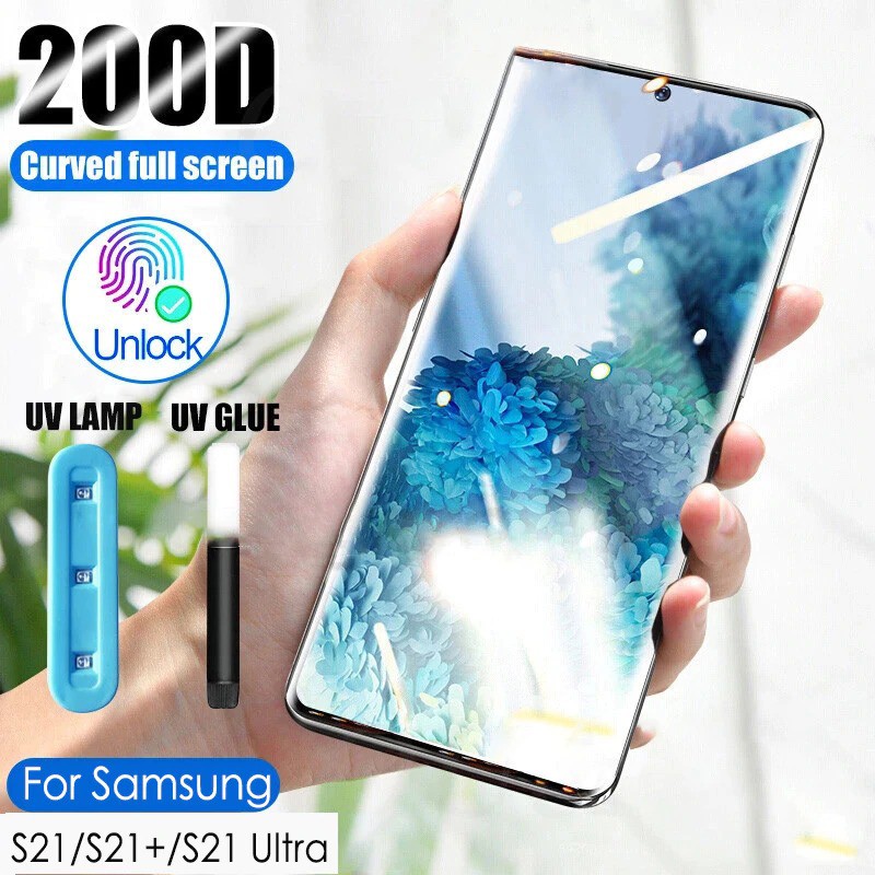 UV Glass Samsung S21 S21 Plus S21 Ultra  S23 S23 PLUS S23 ULTRA Tempered Glass 3D Curve FULL SCREEN Nano UV FULL GLUE