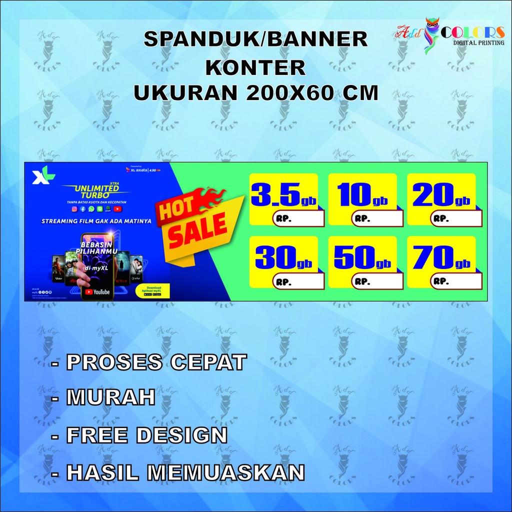 Banner/Spanduk Konter Pulsa Ukuran 200x60