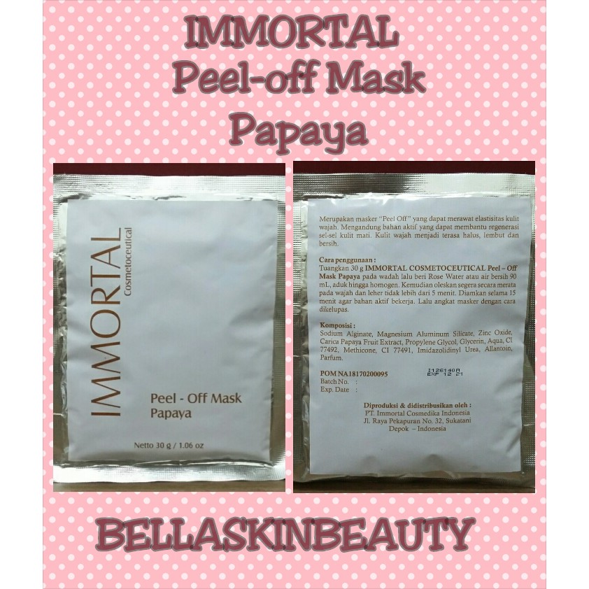 IMMORTAL PEEL OFF MASK PAPAYA - MASKER PEEL OFF PEPAYA BPOM