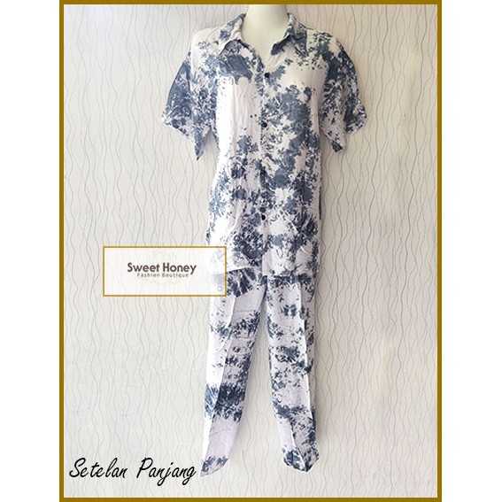 Sweet Honey ~ Baju Setelan Tie Dye Piyama Pajamas Setelan Kemeja Lengan Pendek Celana Panjang Tiedye