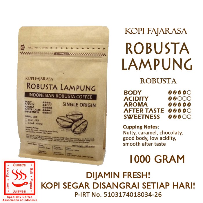 

ds011css Kopi Fajarasa Robusta Lampung Biji Kopi Robusta 1 Kg - Bean Ds20X11