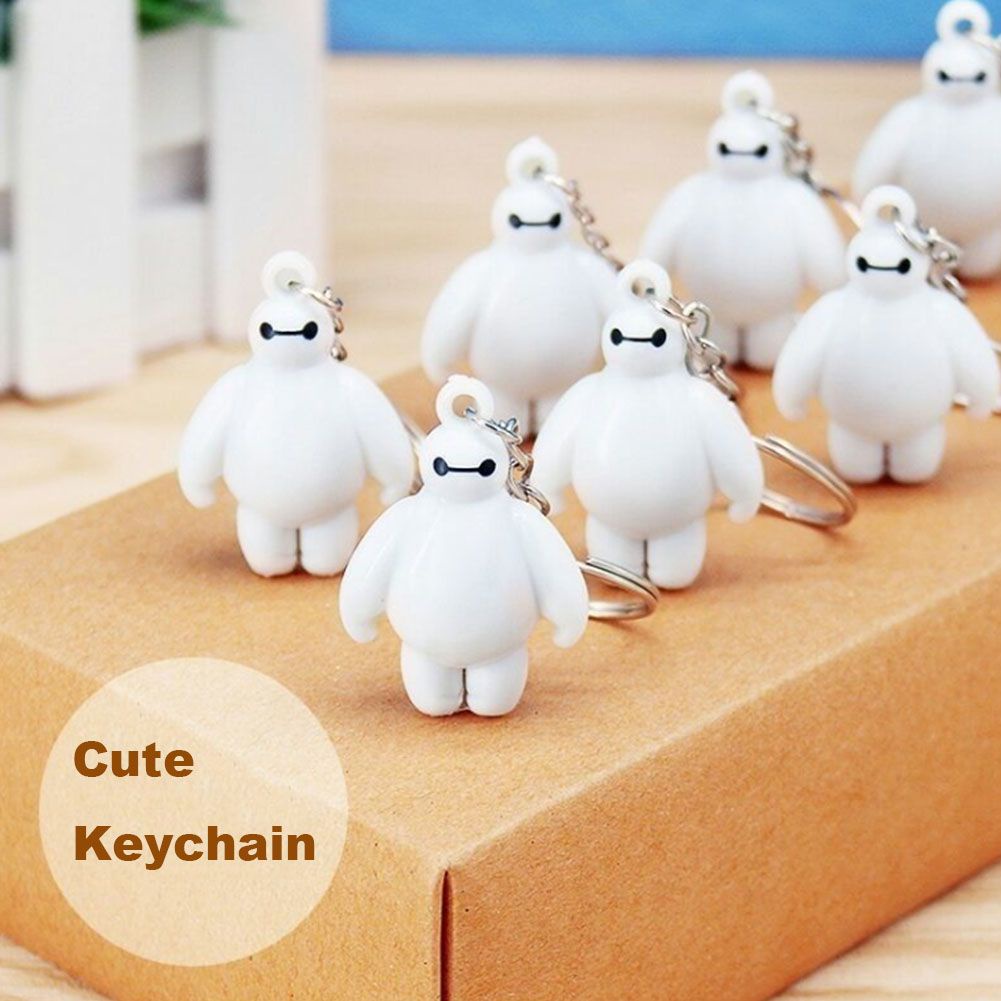 SUYOU Home Decor Keychain Key Accessory Anime Figure Pendant Key Ring for Backpack Cute For Kid Girl Women White Baymax Kawaii Cartoon