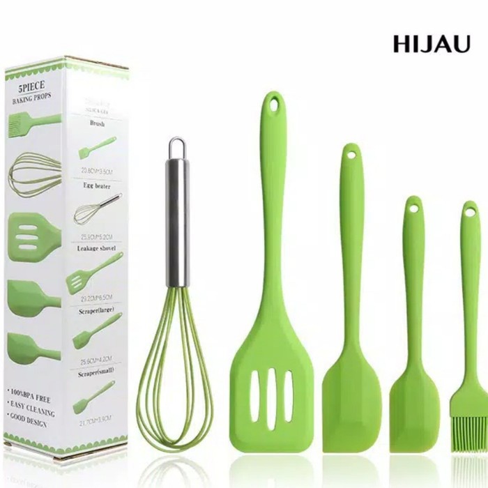 [COD] SPATULA SET SILICON 5PCS / SUTIL ALAT MASAK KITCHEN TOOLS SET MISTER ORDER