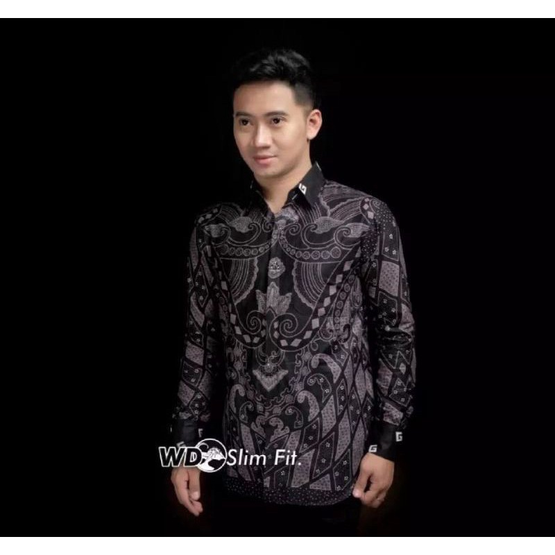 Batik Pria Lengan Panjang BATIK AZMIL HRB026 motif KERATONAN Kode 002 size M L XL XXL Reguler-Motif G