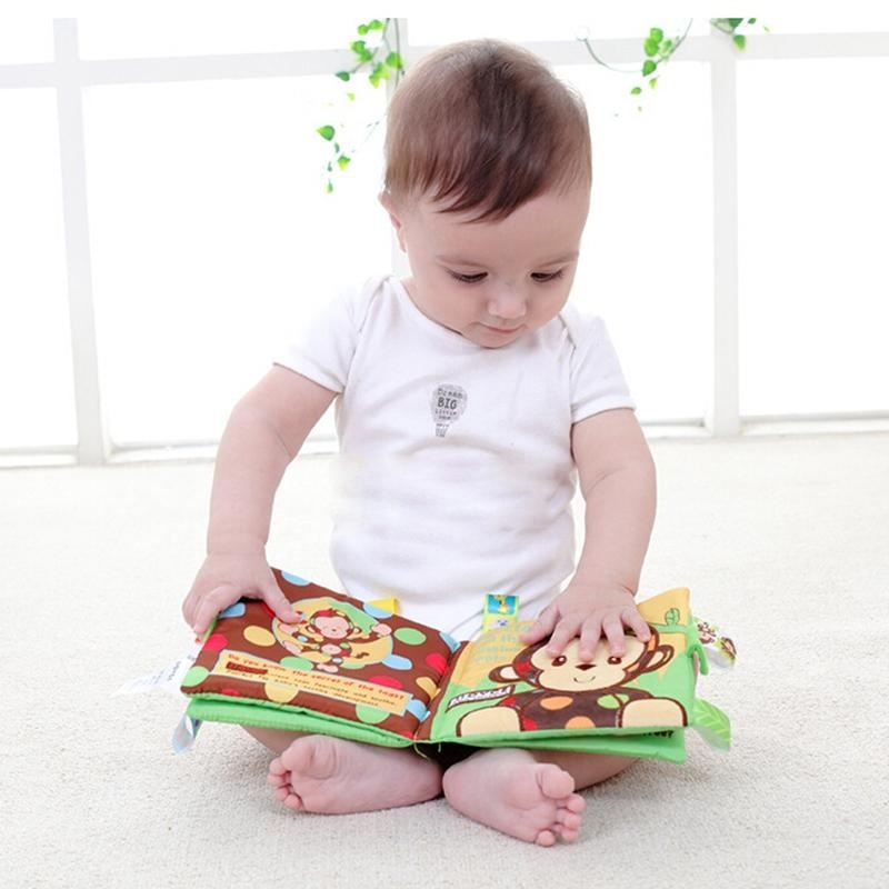 Mainan Buku Kain Gambar Hewan Anjingmonyet Untuk Perkembangan Kecerdasan Bayi