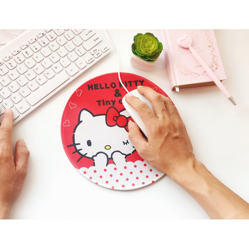 Mousepad Bulat Hello kitty Doraemon My melody Twinstar Cinnamoroll Pompurin Mouse pad alas keyboard