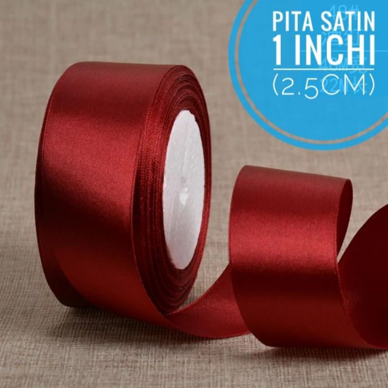 

Pita Satin 2.5cm per roll 20 yard / Pita satin 1 inchi 20 yard - Maroon