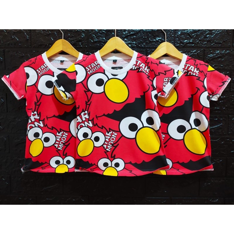 promo termurah baju kaos anak distro fullprint elmo merah realpict katun asli