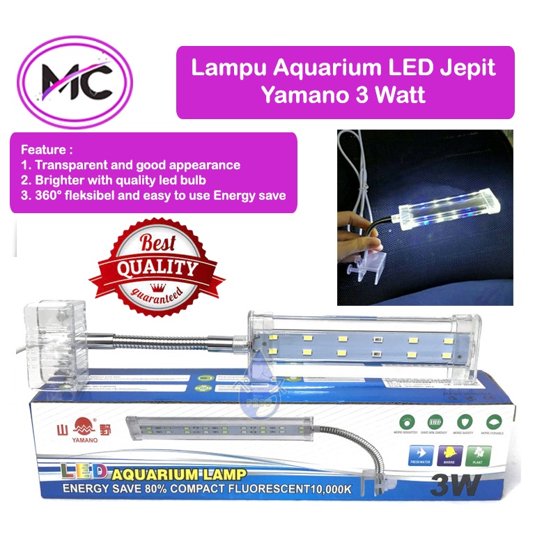 Lampu Aquarium LED Mini Jepit Yamano Lampu Akurium Aquascape Kecil Praktis Murah