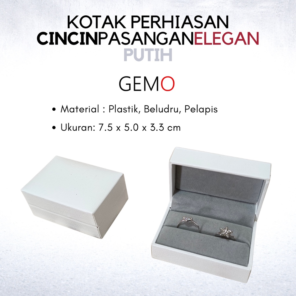 Kotak Perhiasan Elegan Putih Set , Box Cincin, Kalung, Gelang, Anting, Liontin, Tempat Jewelry Murah, Unik, Lucu untuk Tempat Wadah Seserahan / Akad Pernikahan / Hantaran Tunangan Harga Paling Cocok untuk Aksesoris Emas Berlian/ Perak Permata