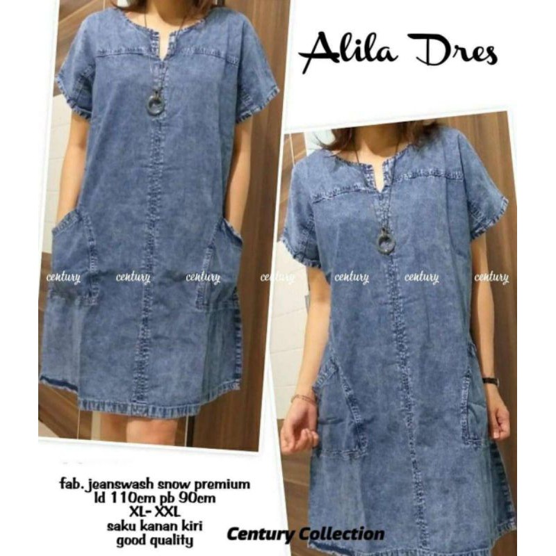 Dress jeans snow casual wanita/Baju Dress Wanita Pendek Bahan Jeans
