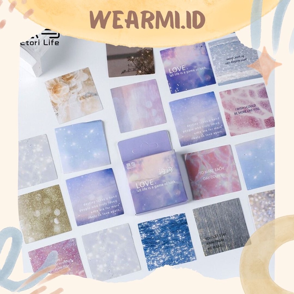 

46 Pcs Deco Sticker Box Love Sky Purple Pastel Ungu Planner DIY Scrapbook Stiker Colorfull Aesthetic