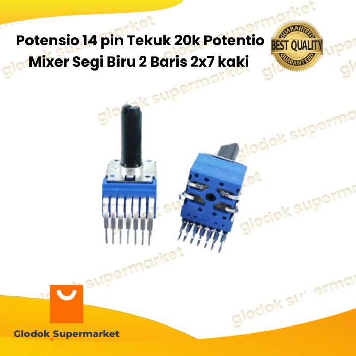 Potensio 14 pin Tekuk 20k Potentio Mixer Segi Biru 2 Baris 2x7 kaki