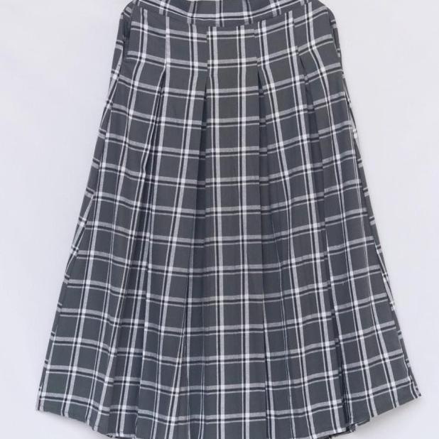 Rok flanel tartan panjang rempel depan belakang / rok kotak kotak