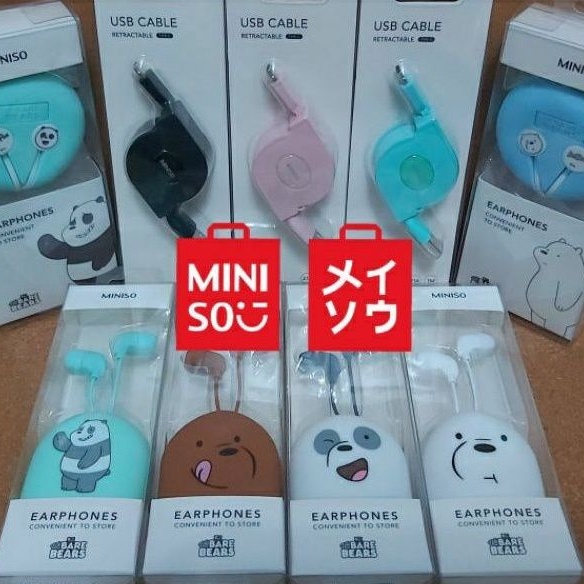 OBRAL! MINISO Earphone We Bare Bears Dll - Bebas Pilih Kondisi New!