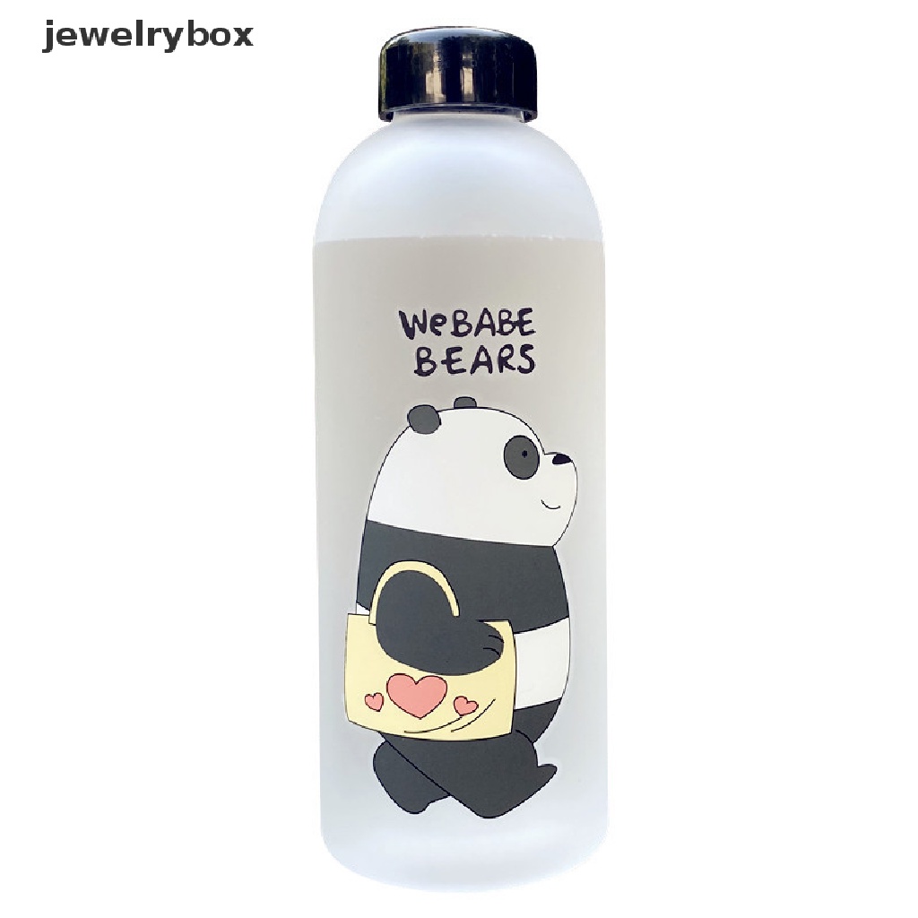 Botol Minum Bahan Plastik Buram Transparan Motif Kartun Panda Dan Beruang Ukuran 1000ml