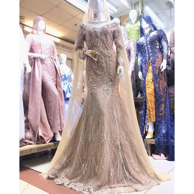 Gaun Pengantin Slim Duyung Moca dan Navy