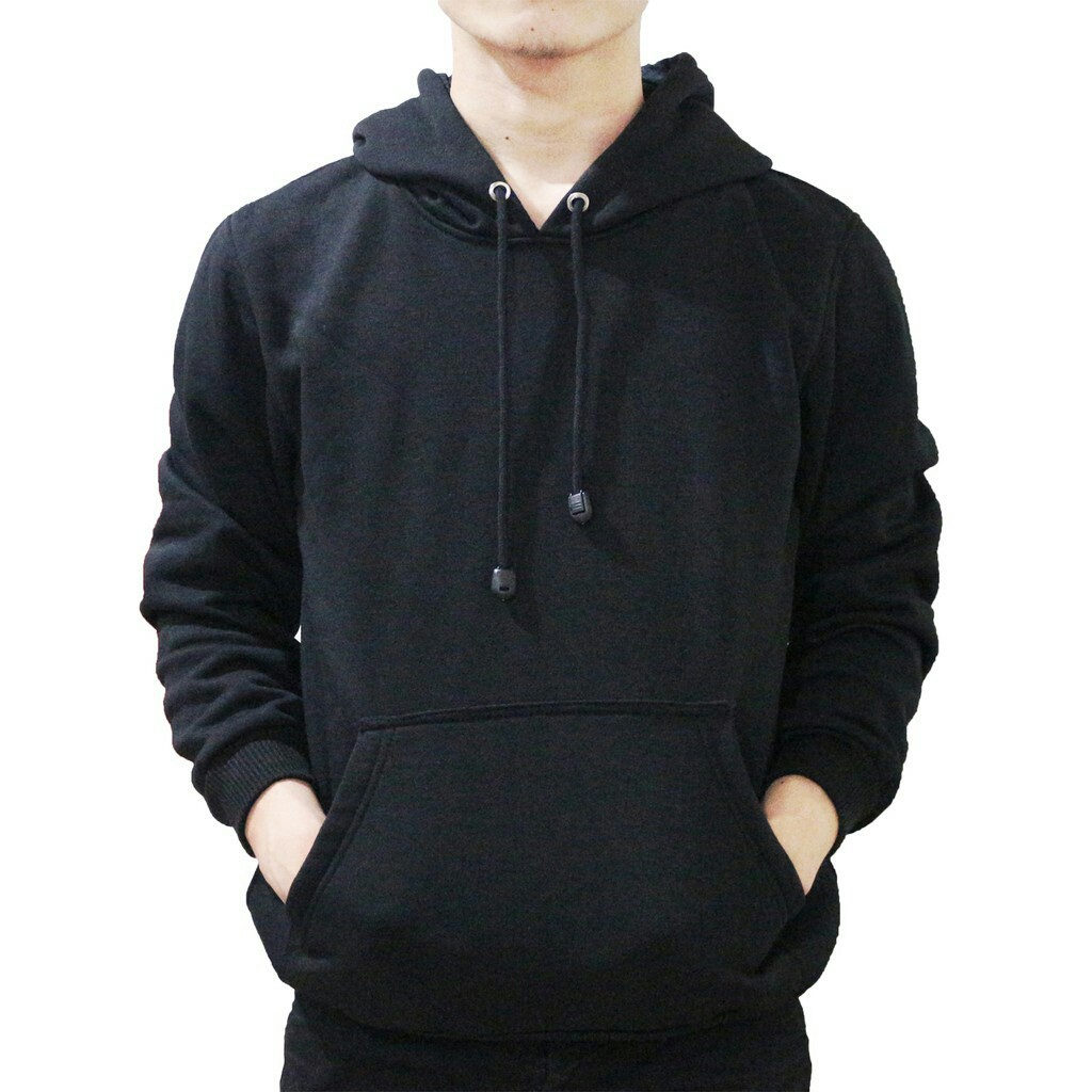 SWEATER POLOS HOODIE JUMPER HITAM UNISEX TERMURAH KEREN