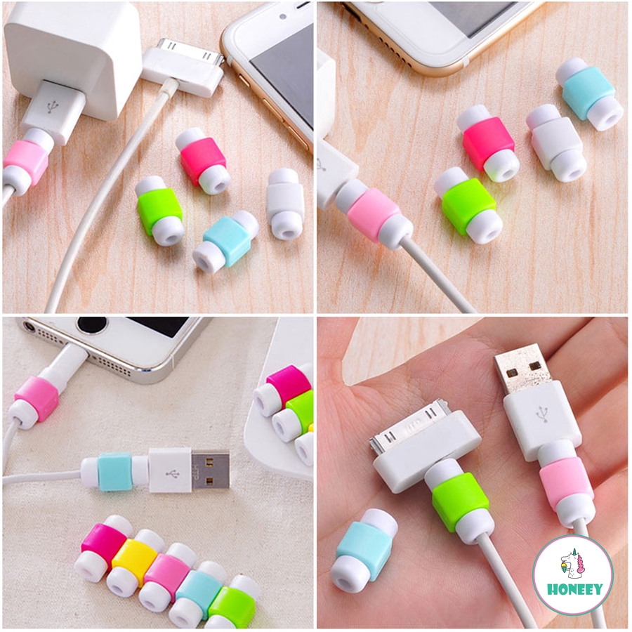 Cable Bite 4pc Pelindung Kabel Data / Charger USB Untuk IPhone / Samsung