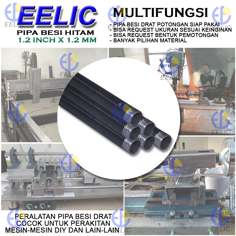 EELIC PBD-1/2IX1.2MM PIPA BESI HITAM DRAT BULAT POLOS 1/2&quot;x1.2mm PANJANG 70 CM COCOK UNTUK DIY