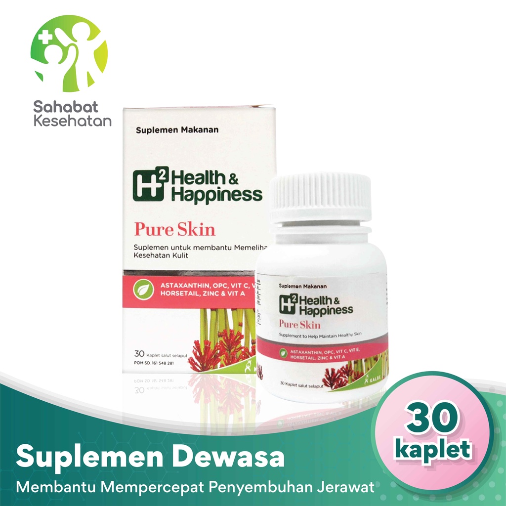 H2 Pure Skin 30 Kaplet - Menjaga Elastisitas Kulit dan Bebas Jerawat