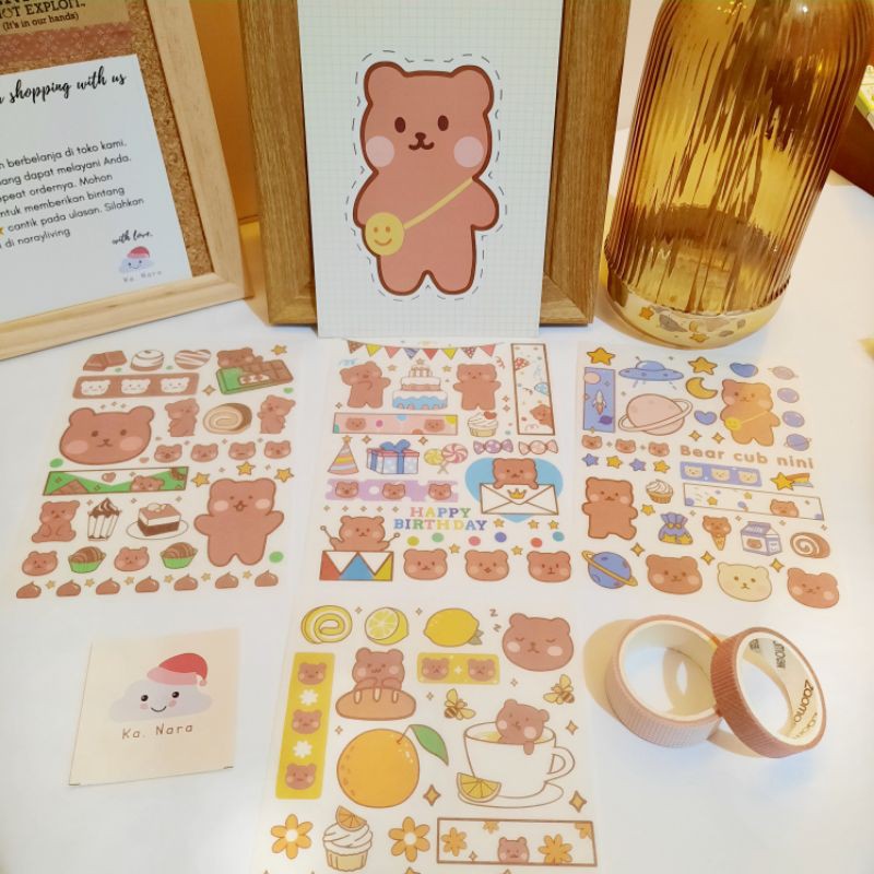 

5 pcs Nara stiker kliping model beruang gaya korea