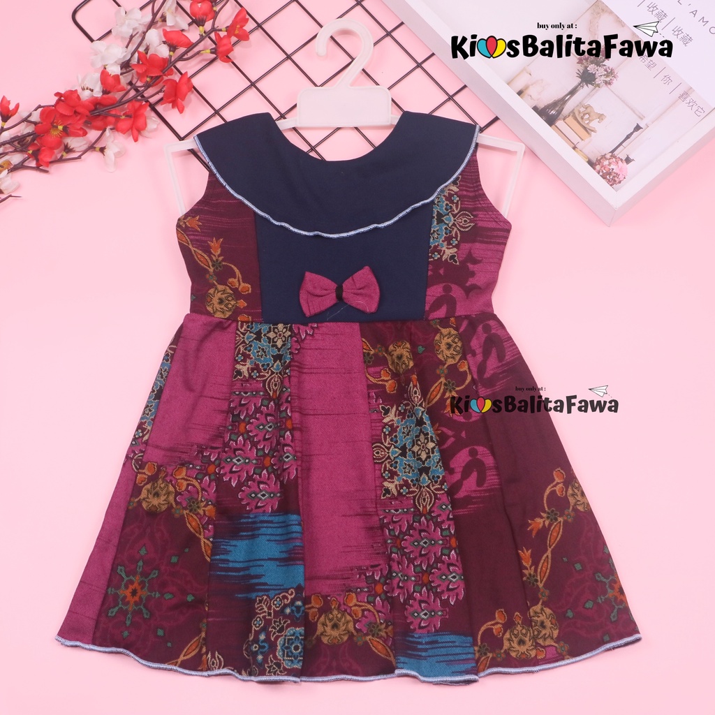 (Batik) Dress Cantika uk 3-4 Tahun / Dres Anak Perempuan Model Yukensi Baju Pesta Cewek Motif Modern