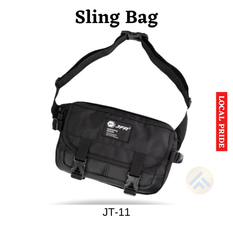 JFR Tas Selempang Sling Bag Original Pria Bahan Polyester JT11 Hitam