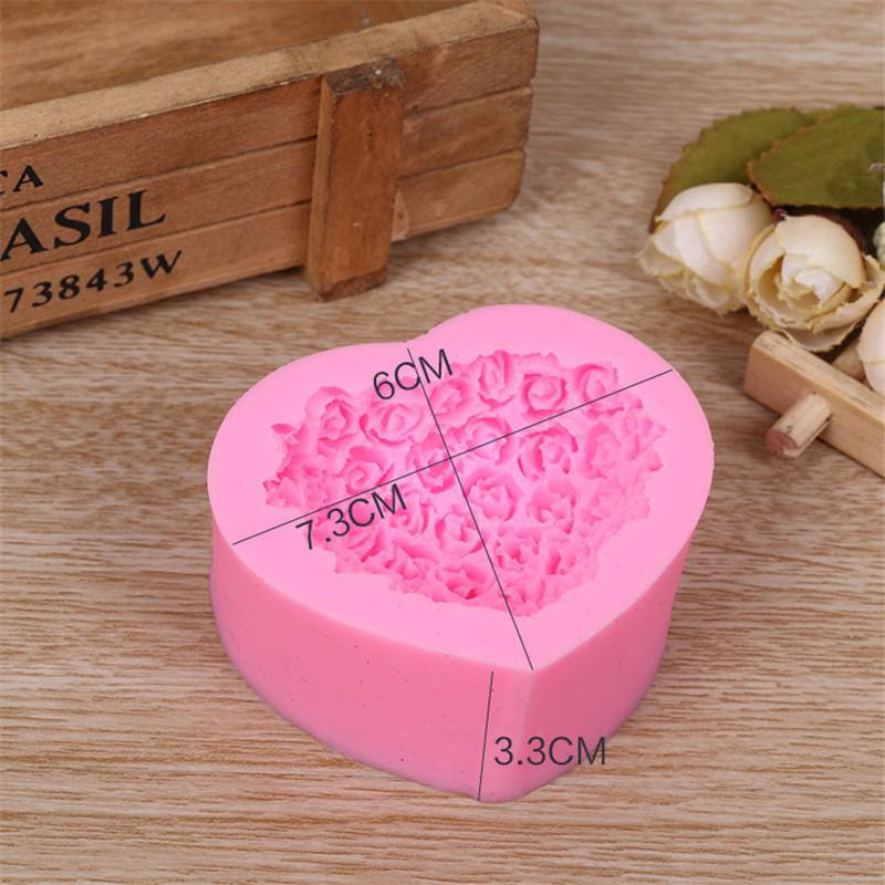 3D Rose Bunga Silikon Cetakan Coklat Jantung Cinta Sabun 3D Rose Bunga Silikon Cetakan Coklat Jantung Cinta Sabun
