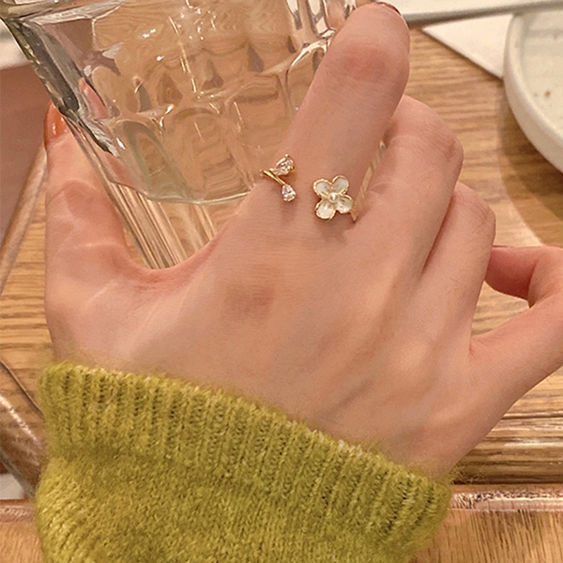 Cincin Model Terbuka Desain Bunga Persik Mini Untuk Wanita