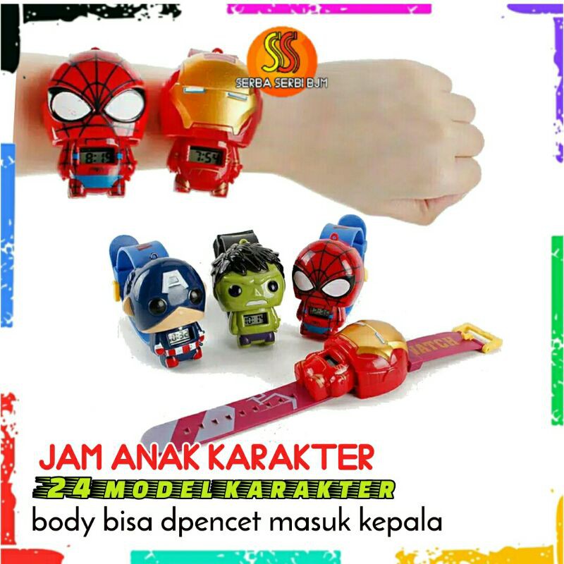 JAM TANGAN ANAK KARAKTER JAM ANAK DIGITAL SUPERHERO SPIDERMAN HELLOKITY JAM ANAK PENCET BANJARMASIN