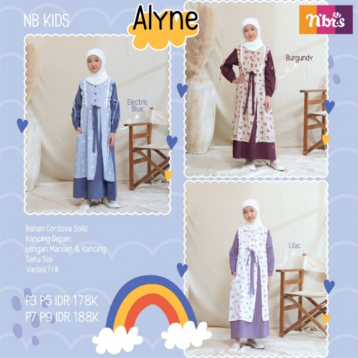 NIBRAS GAMIS ANAK NB KIDS ALYNE Bahan Cordova Solid Gamis Anak Model Terbaru