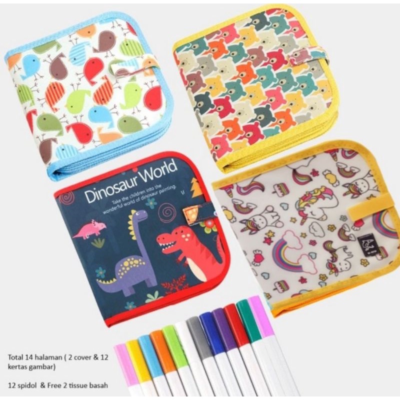 

Buku gambar reusable magic book washable bisa dihapus