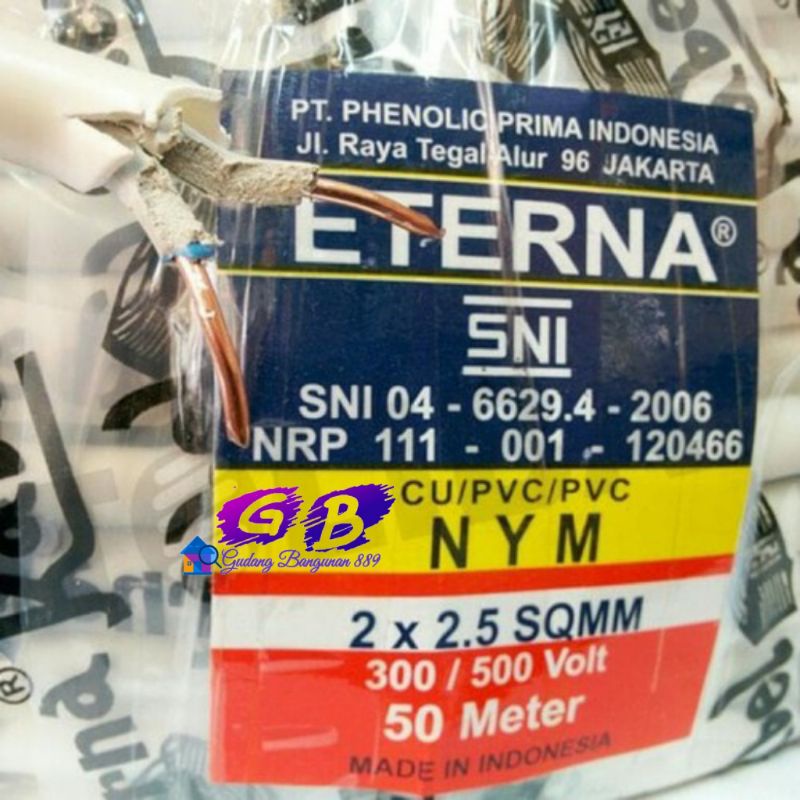 KABEL NYM ETERNA 2X2.5 METERAN/KABEL TEMBAGA