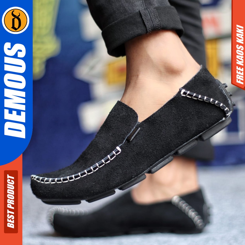 DEMOUS MOCCSUE Sepatu Slip On Casual Slop Kulit Asli