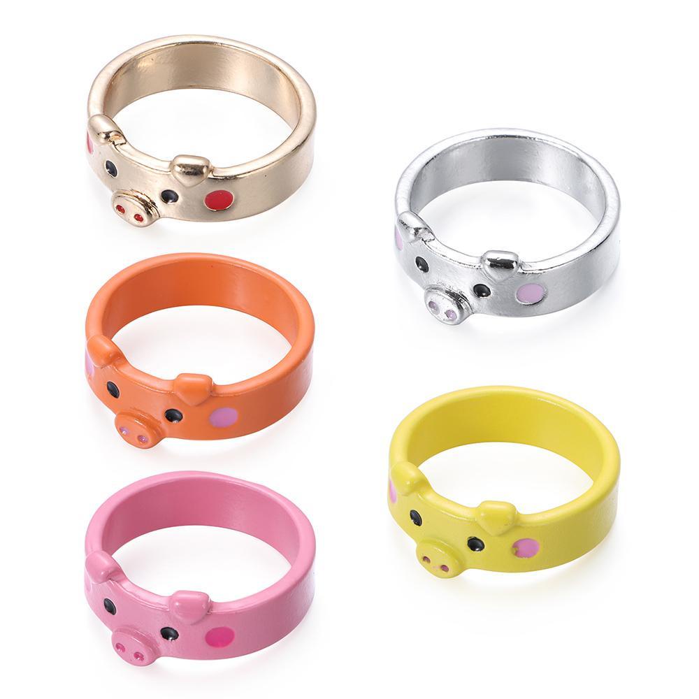 Solighter Cincin Babi Wanita Pria Fashion Piggy Retro Vintage Kreatif Hewan