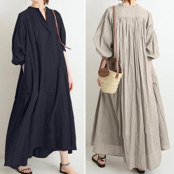 fj❅Best Produk✯➝ Dress Dovey Wanita Homemade Katun Linen by Galery 37 ➝